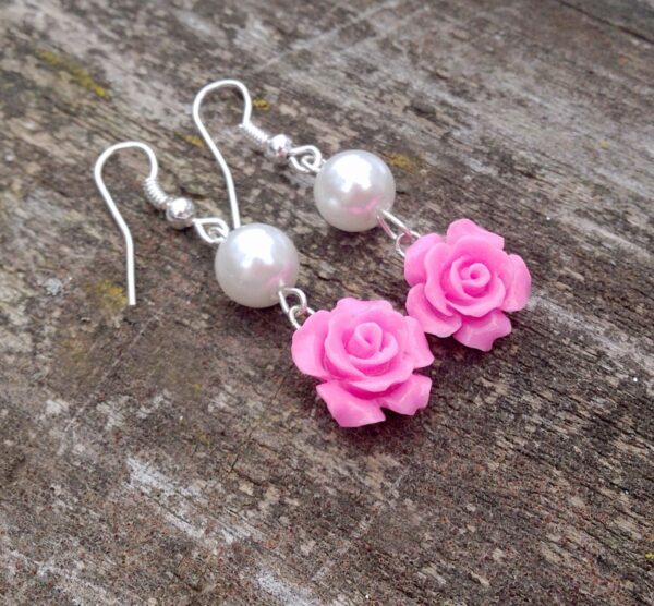 Handmade rose ear ring